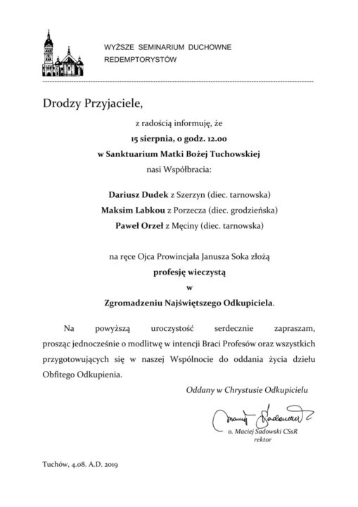Profesja wieczysta AD 2019-1